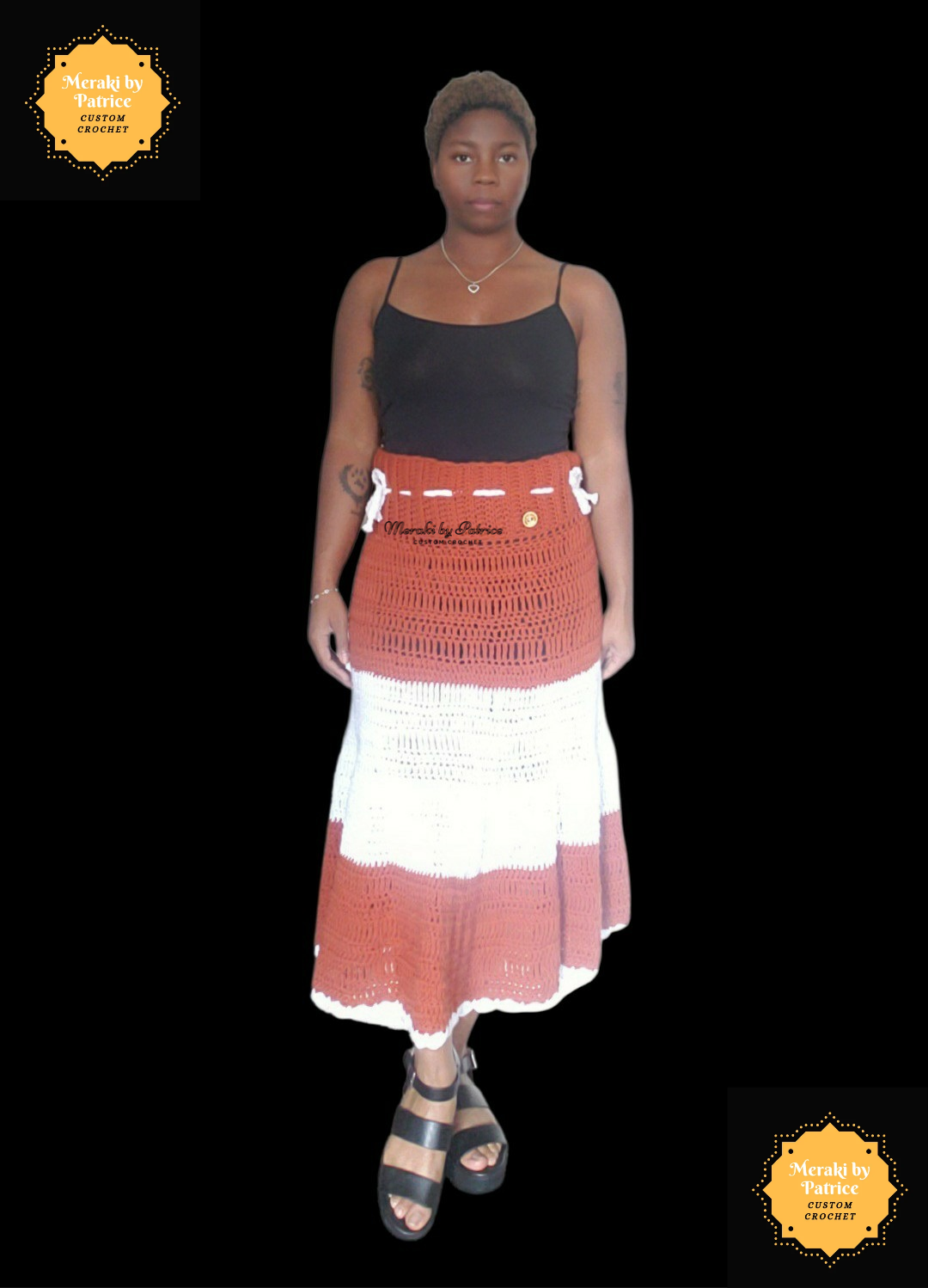Orange & White Flow Skirt