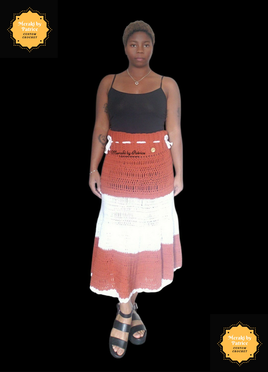 Orange & White Flow Skirt