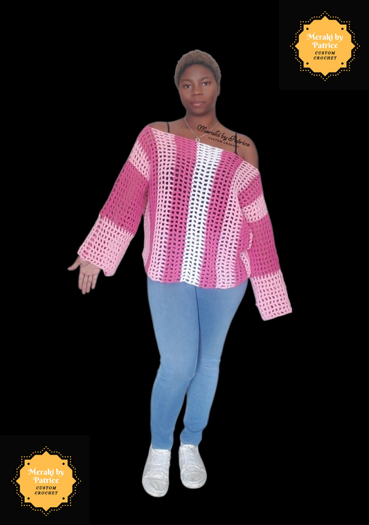 Pink Mesh Off the Shoulder Top