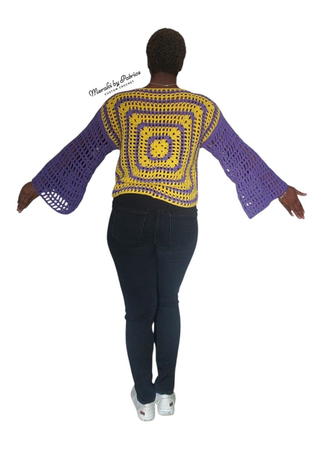 Purple & Yellow Trellis Mesh Top
