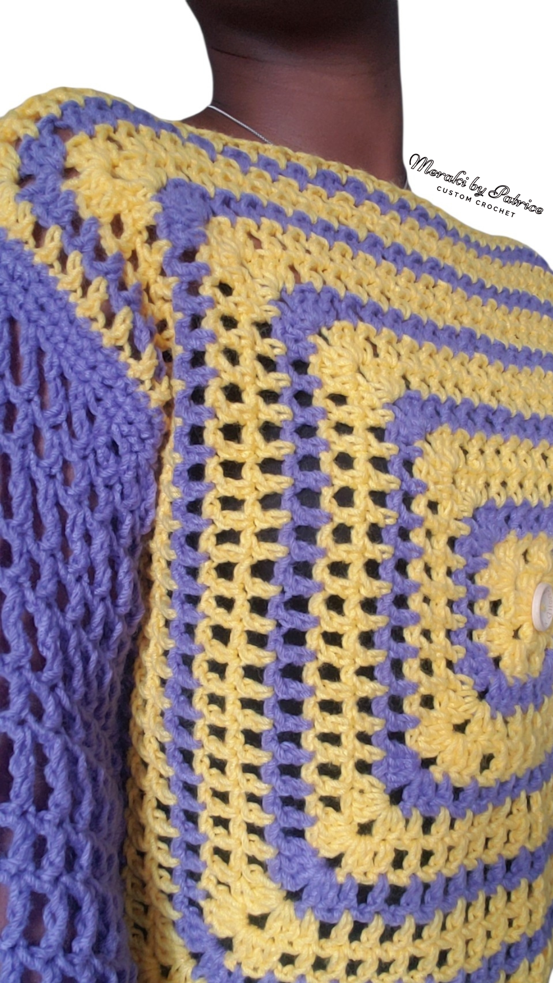 Purple & Yellow Trellis Mesh Top