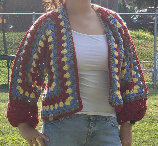 Red Multicolor Cardigan