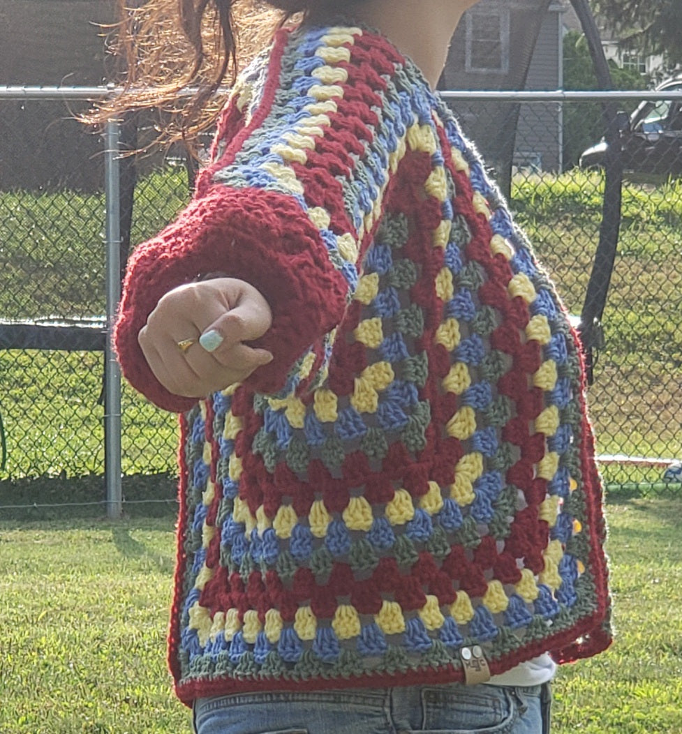 Red Multicolor Cardigan