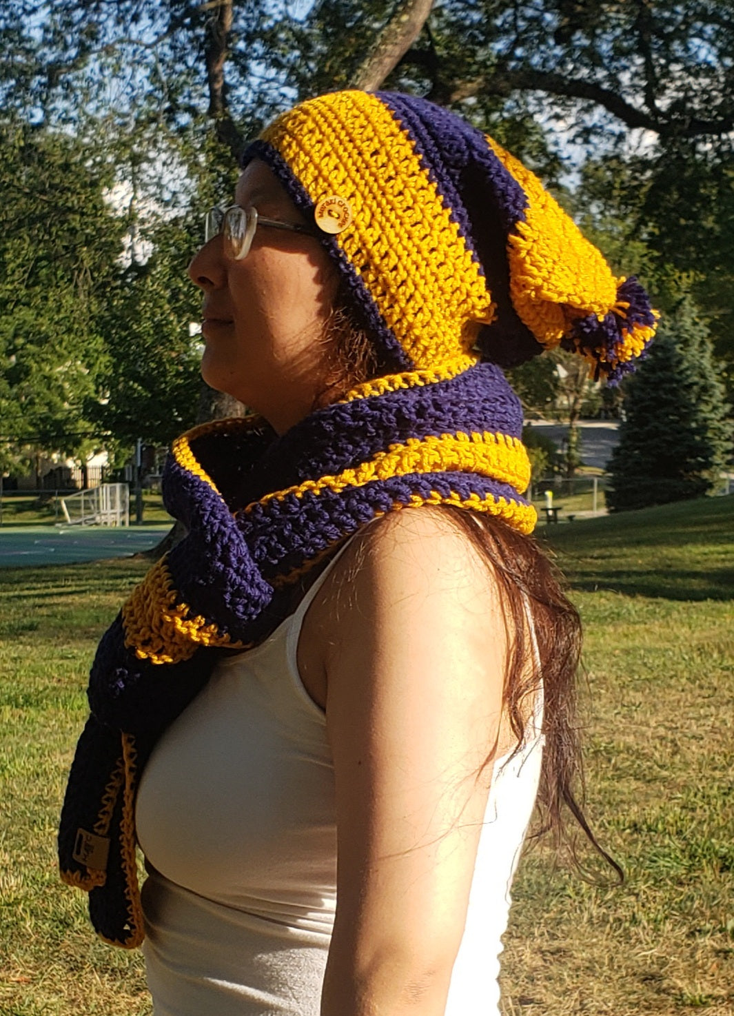 Gold & Blue Hat/Scarf Set