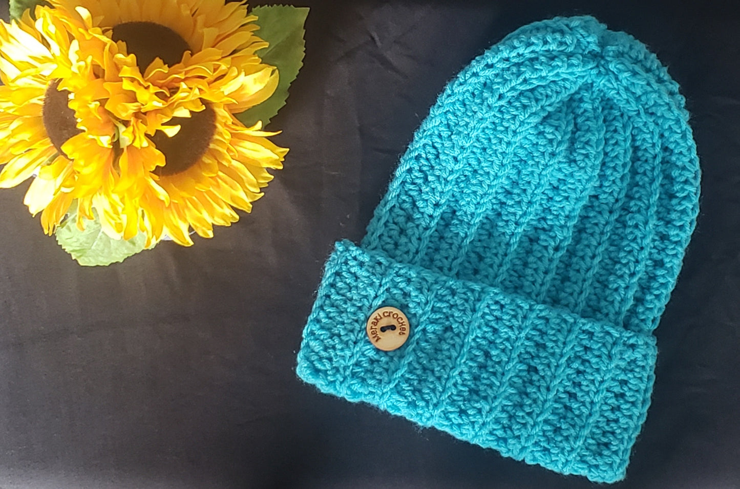 Teal Knit-like Hat